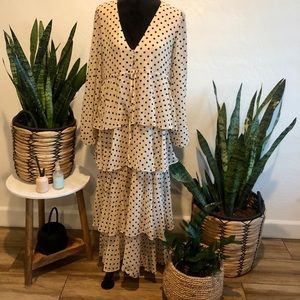 Zara Tiered Polka Dot Maxi Dress